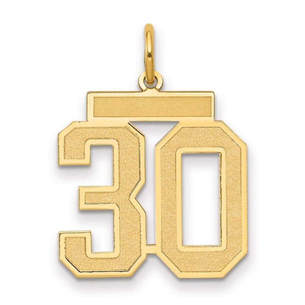 14k Yellow Gold, Jersey Collection, Medium Number 30 Pendant